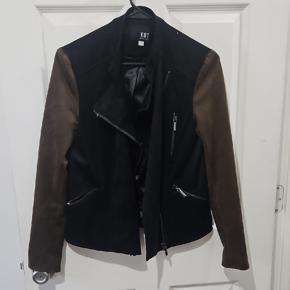 Kut from the Kloth Women's Black and Brown Lightweight Jacket Size Small‎